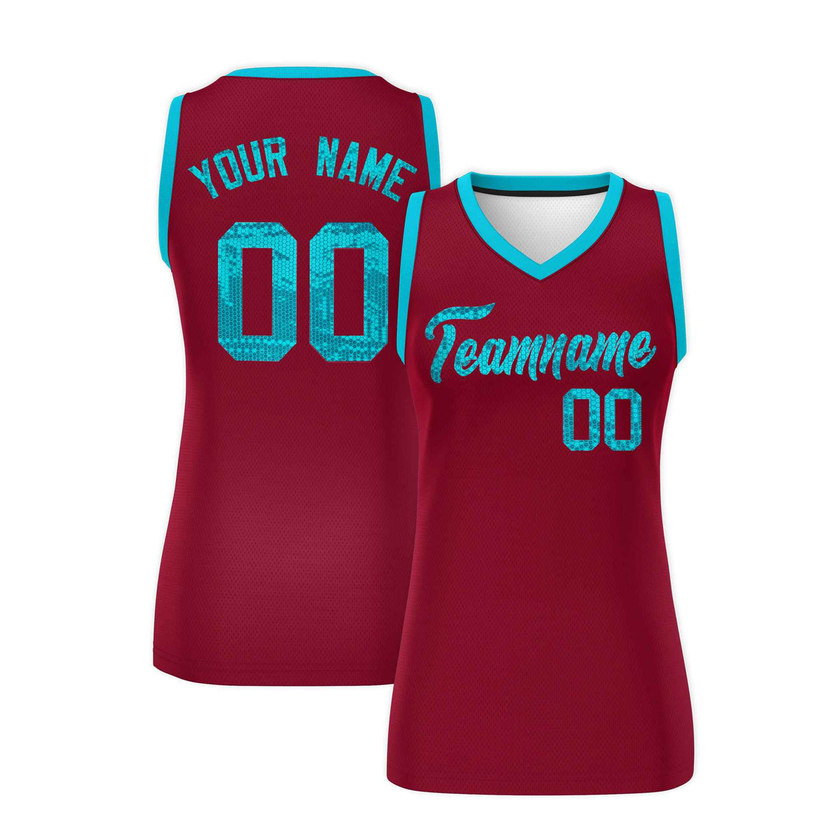Custom Crimson Sky Blue Women Basketball Jersey Sequined Dress|KXKSHOP