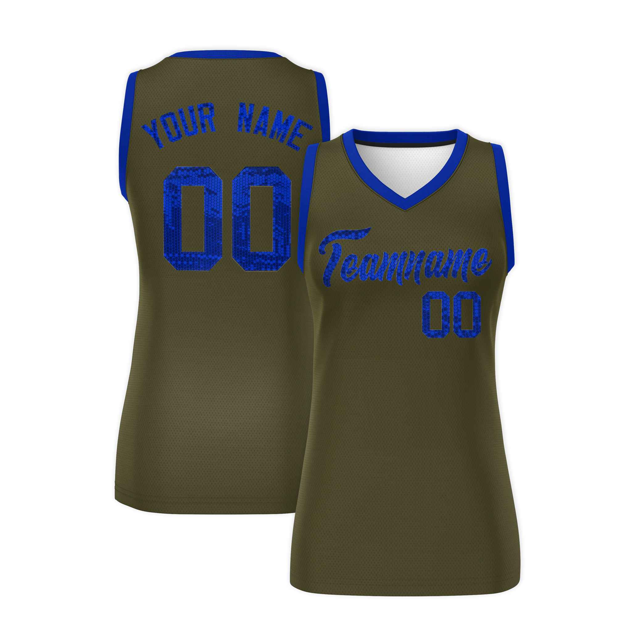 Custom Olive Royal Women Basketball Jersey Sequined Dress|KXKSHOP