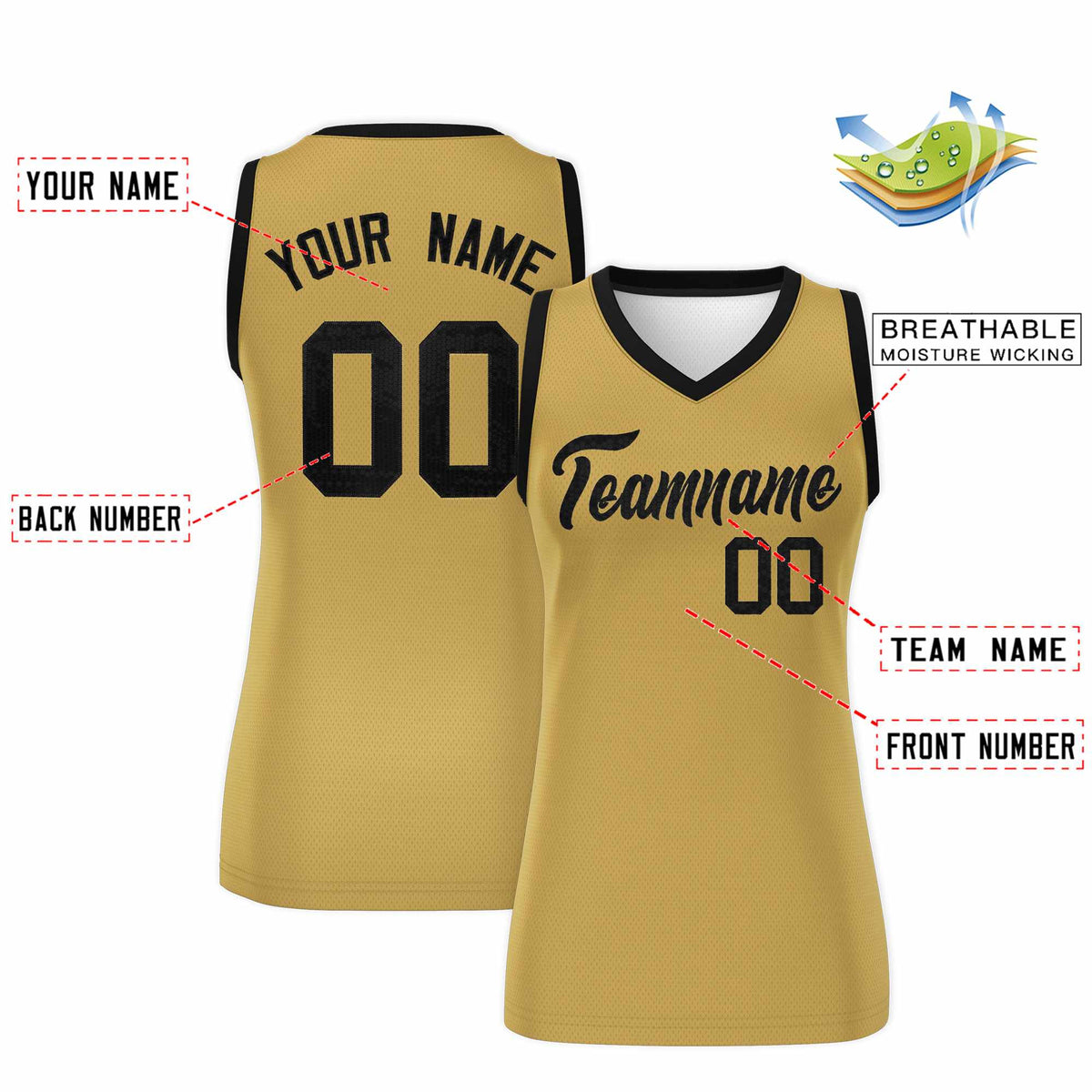 Custom Old Gold Black Women Basketball Jersey Sequined Dress|KXKSHOP