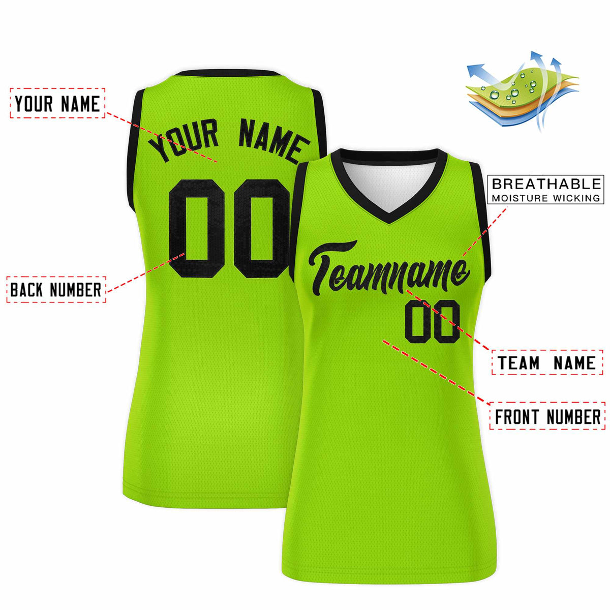 Custom Neon Green Black Women Basketball Jersey Sequined Dress|KXKSHOP