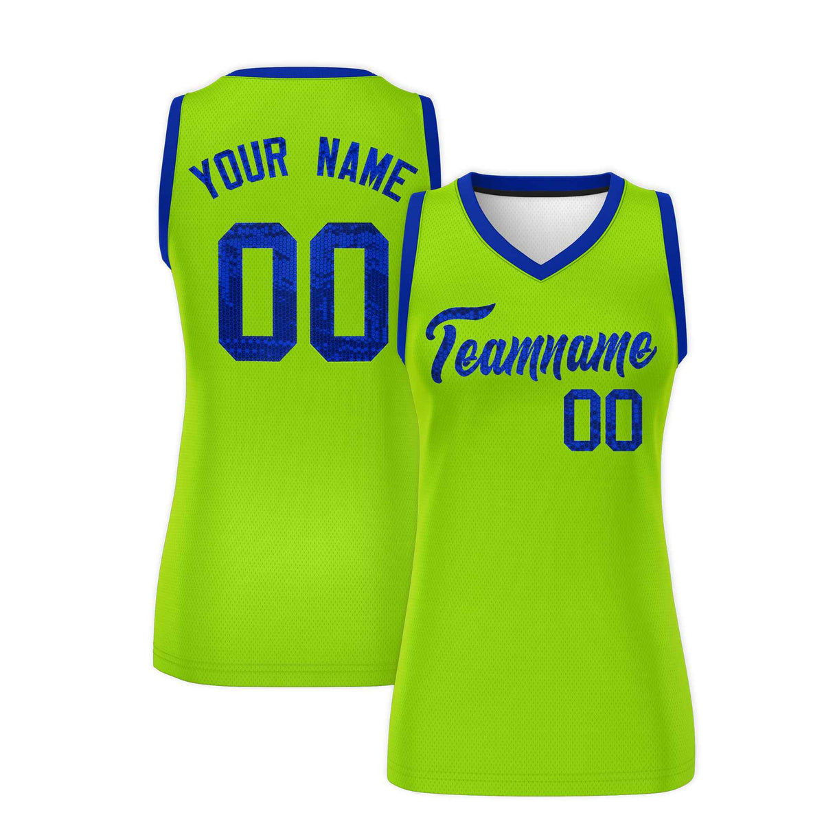 Custom Neon Green Royal Women Basketball Jersey Sequined Dress|KXKSHOP