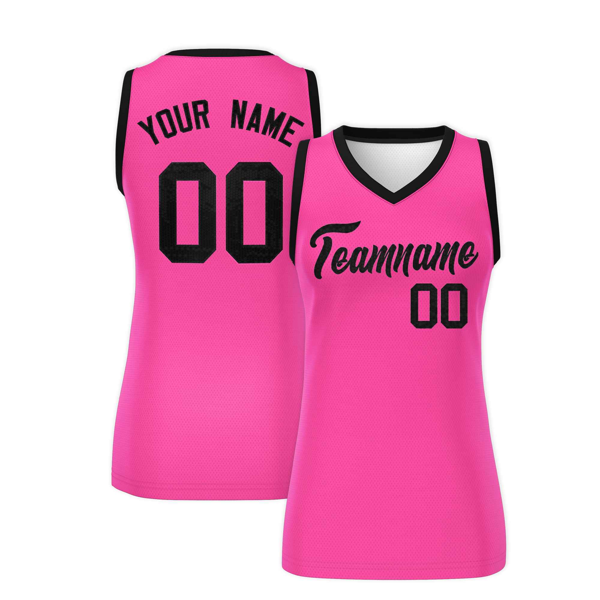 Custom Pink Black Women Basketball Jersey Sequined Dress|KXKSHOP