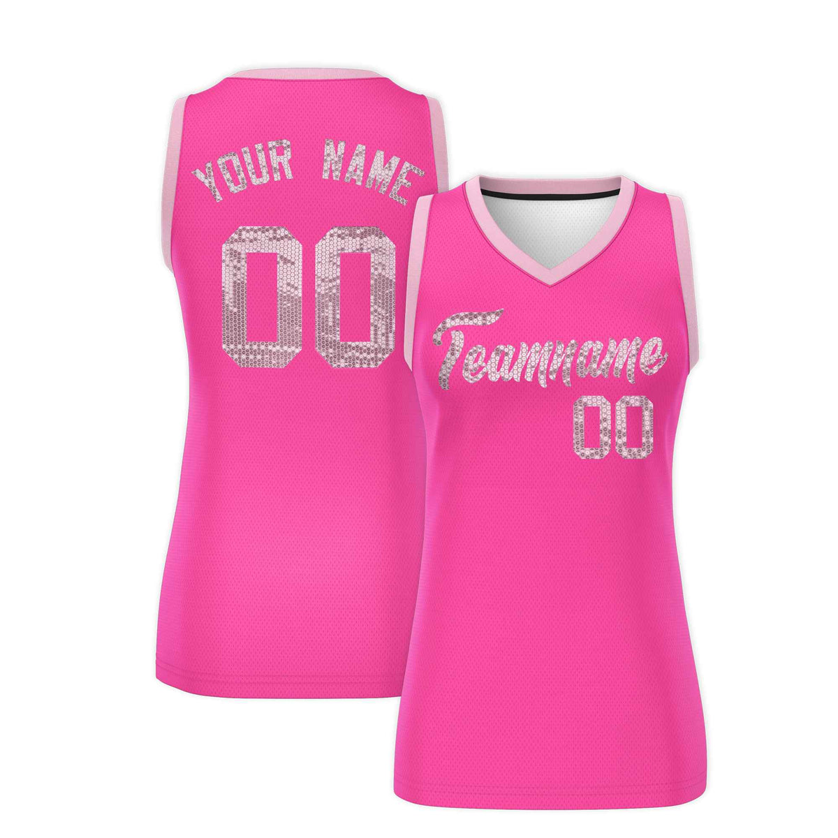 Custom Pink Light Pink Women Basketball Jersey Sequined Dress|KXKSHOP