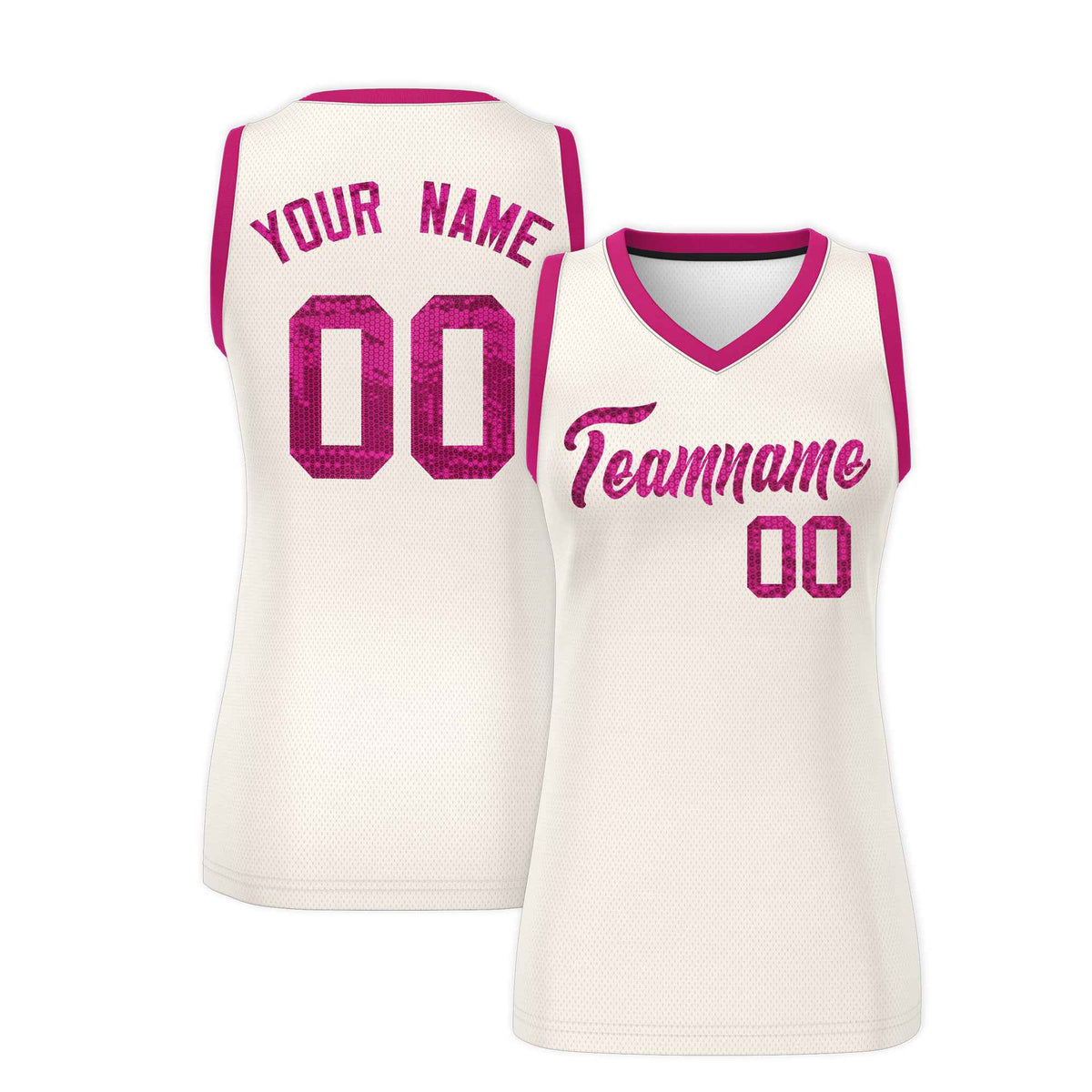 Custom Cream Pink Women Basketball Jersey Sequined Dress|KXKSHOP