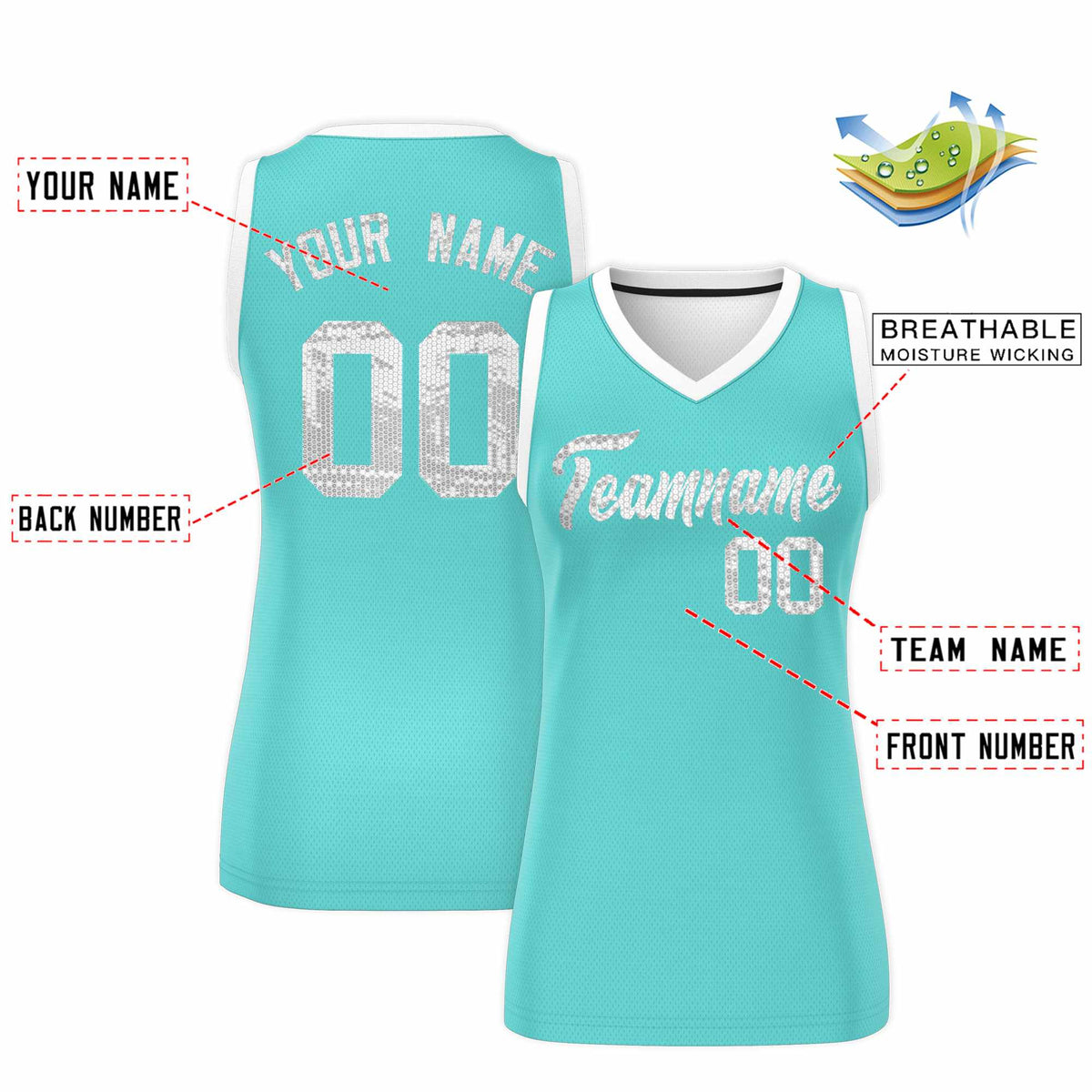 Custom Bright Green White Women Basketball Jersey Sequined Dress|KXKSHOP