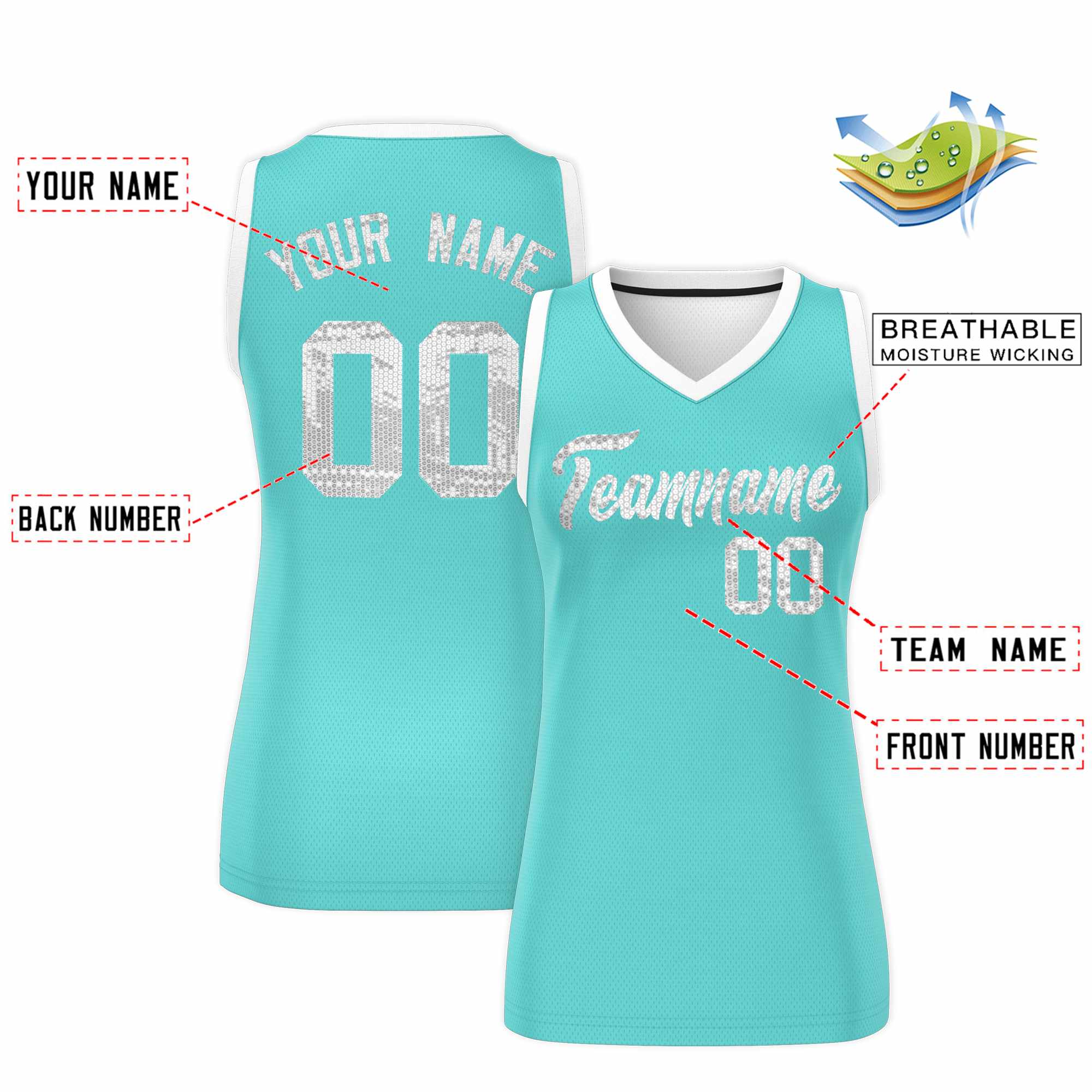 Custom Bright Green White Women Basketball Jersey Sequined Dress|KXKSHOP