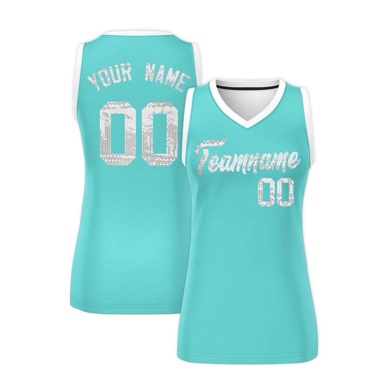 Custom Bright Green White Women Basketball Jersey Sequined Dress|KXKSHOP