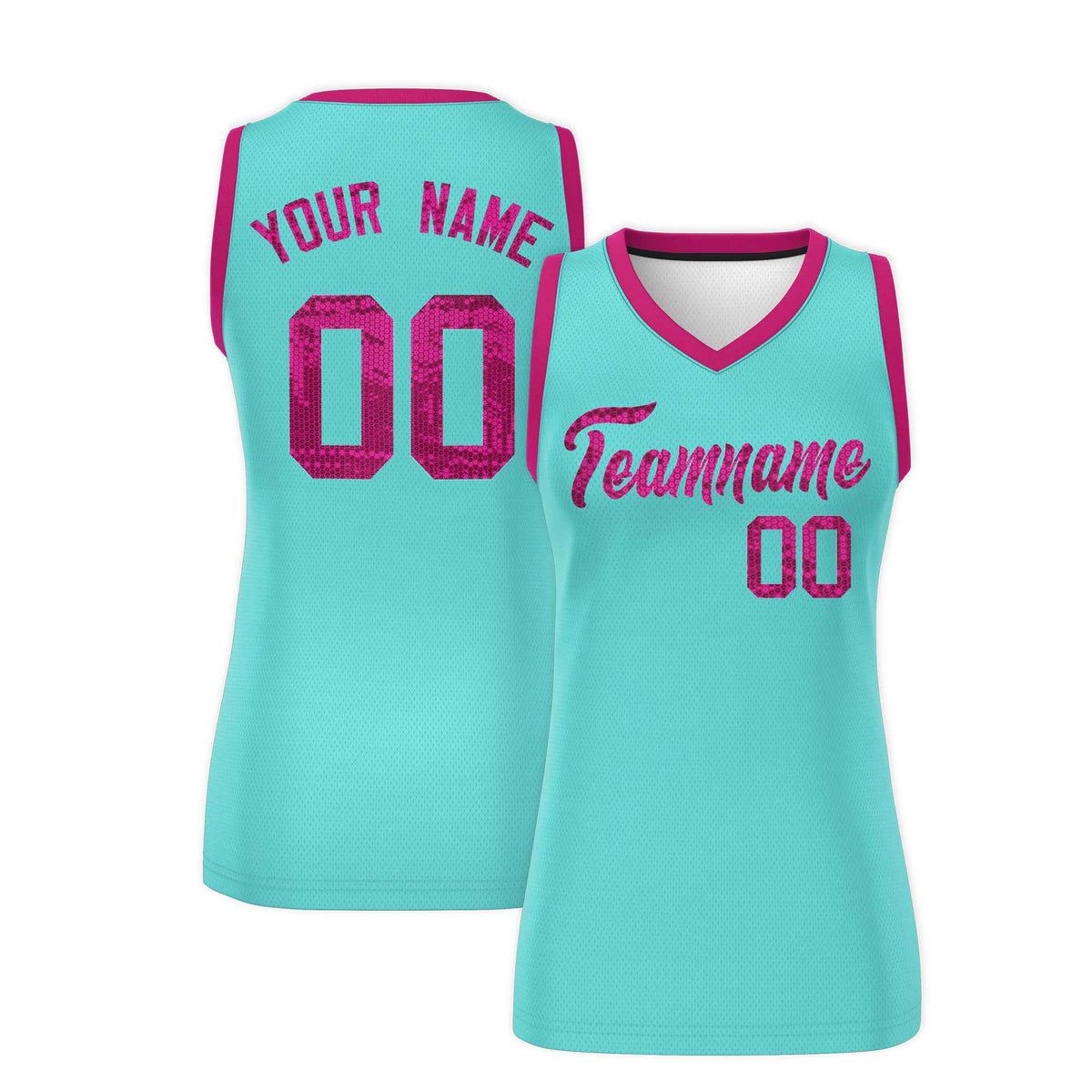 Custom Bright Green Pink Women Basketball Jersey Sequined Dress|KXKSHOP