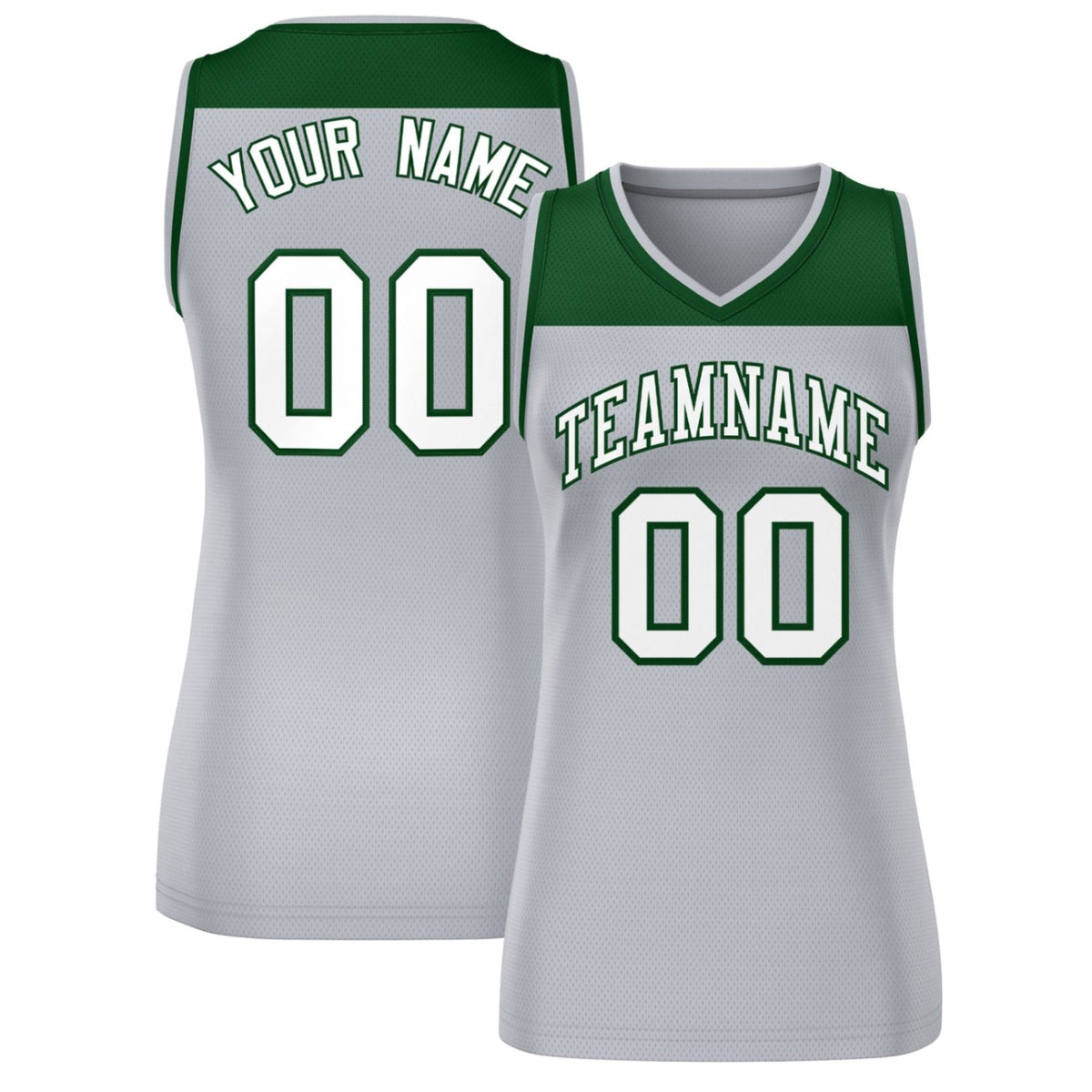 Custom Green Gray Color Block Fashion Tops Mesh Basketball Jersey For Women
