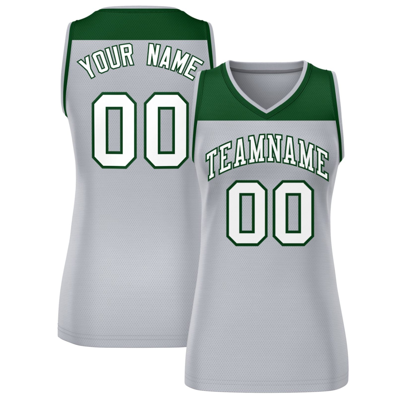 Custom Green Gray Color Block Fashion Tops Mesh Basketball Jersey For Women