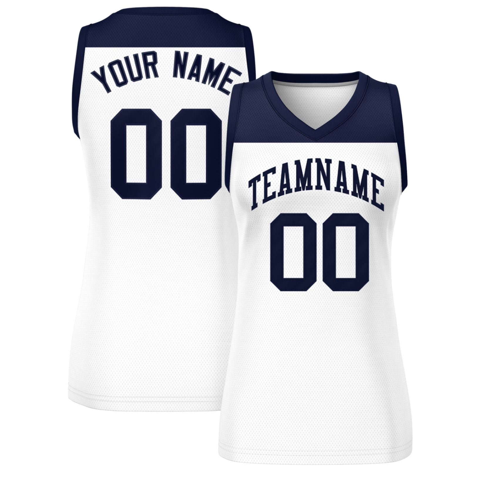 Custom Navy White Color Block Fashion Tops Mesh Basketball Jersey For Women