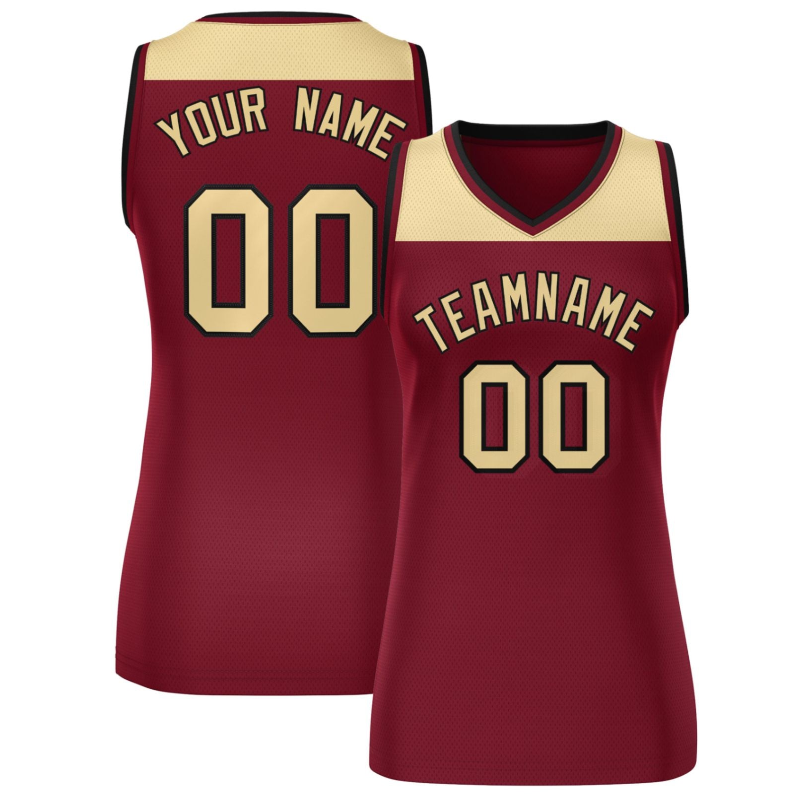 Custom Khaki Crimson Color Block Fashion Tops Mesh Basketball Jersey For Women