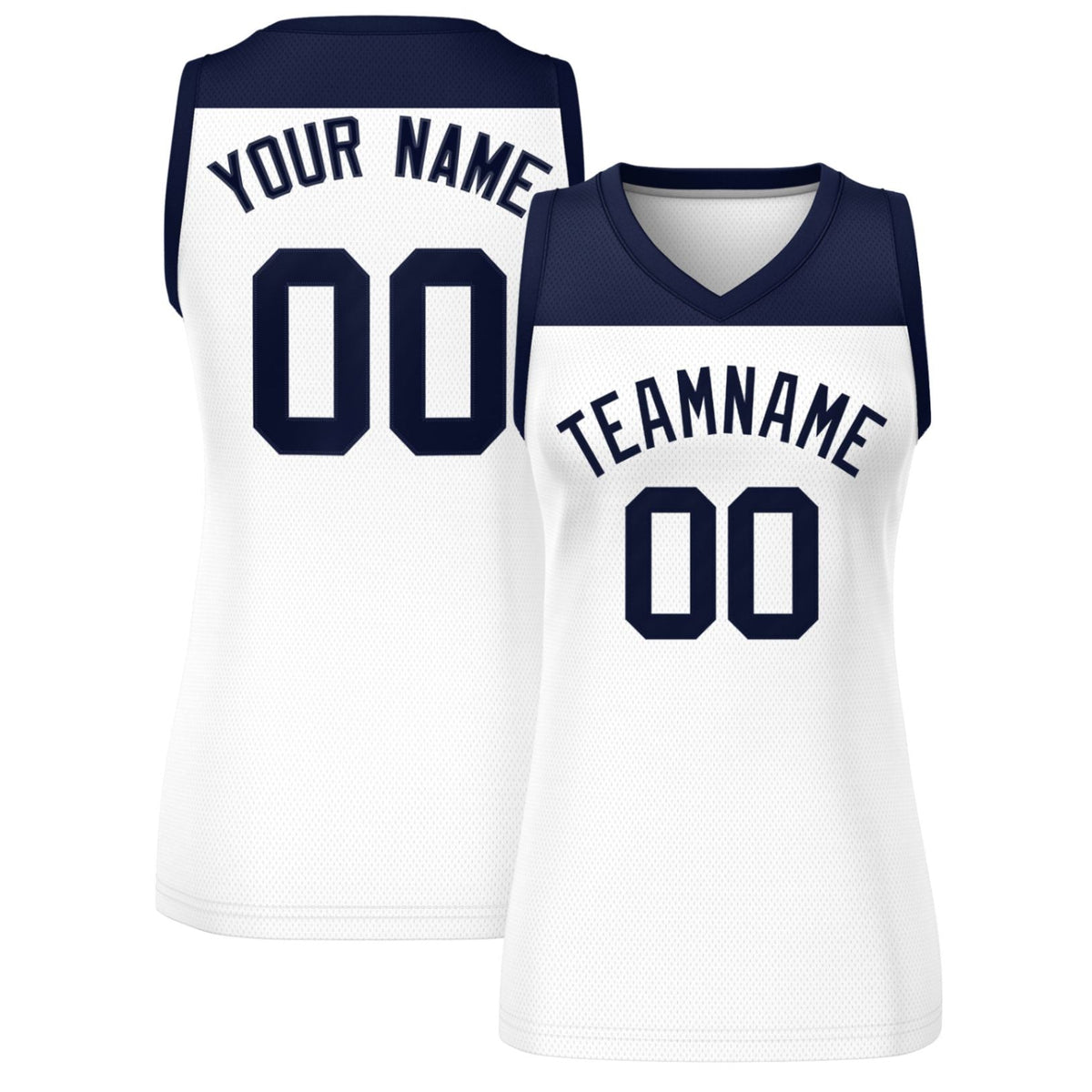 Custom Navy White Color Block Fashion Tops Mesh Basketball Jersey For Women
