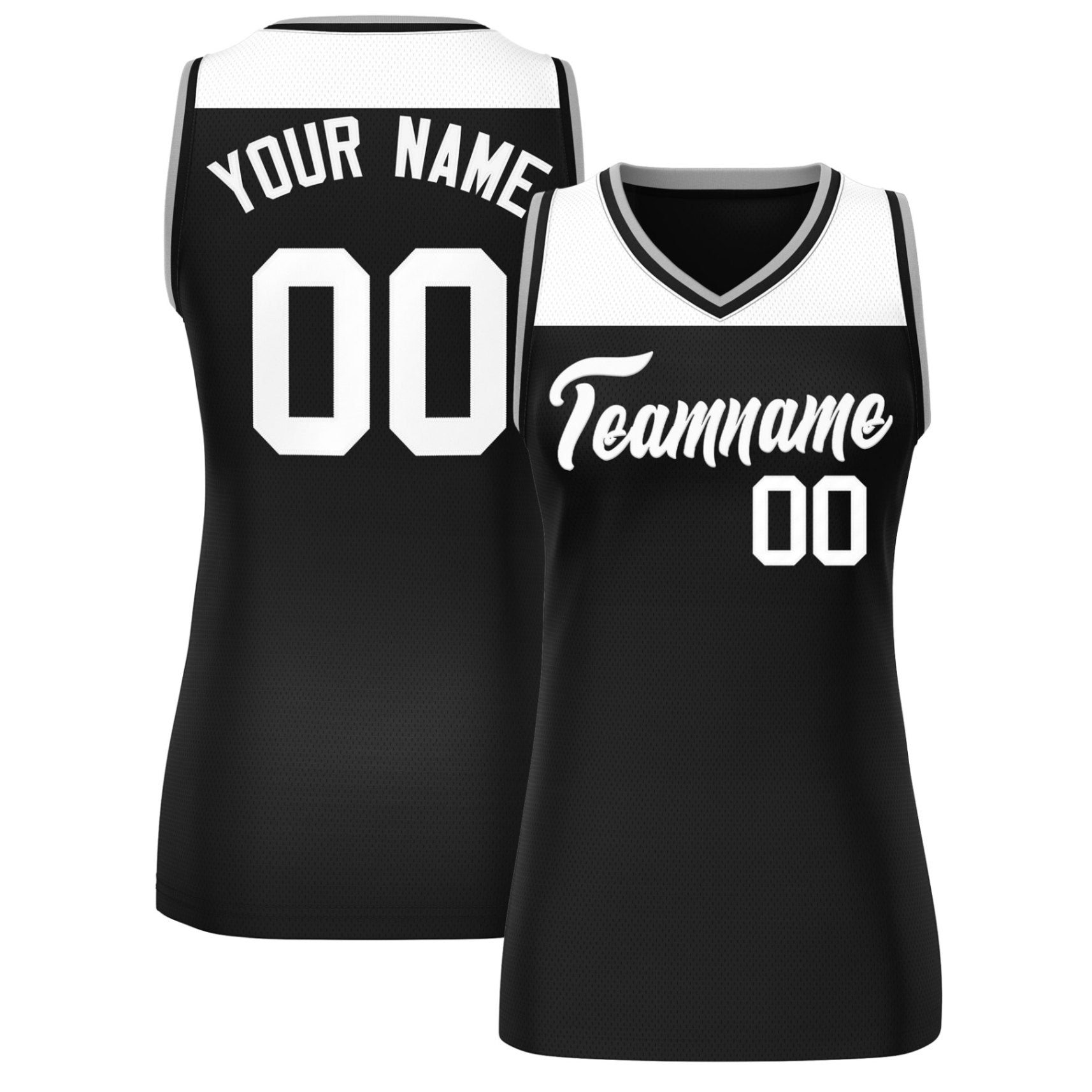 Custom White Black Color Block Fashion Tops Mesh Basketball Jersey For Women