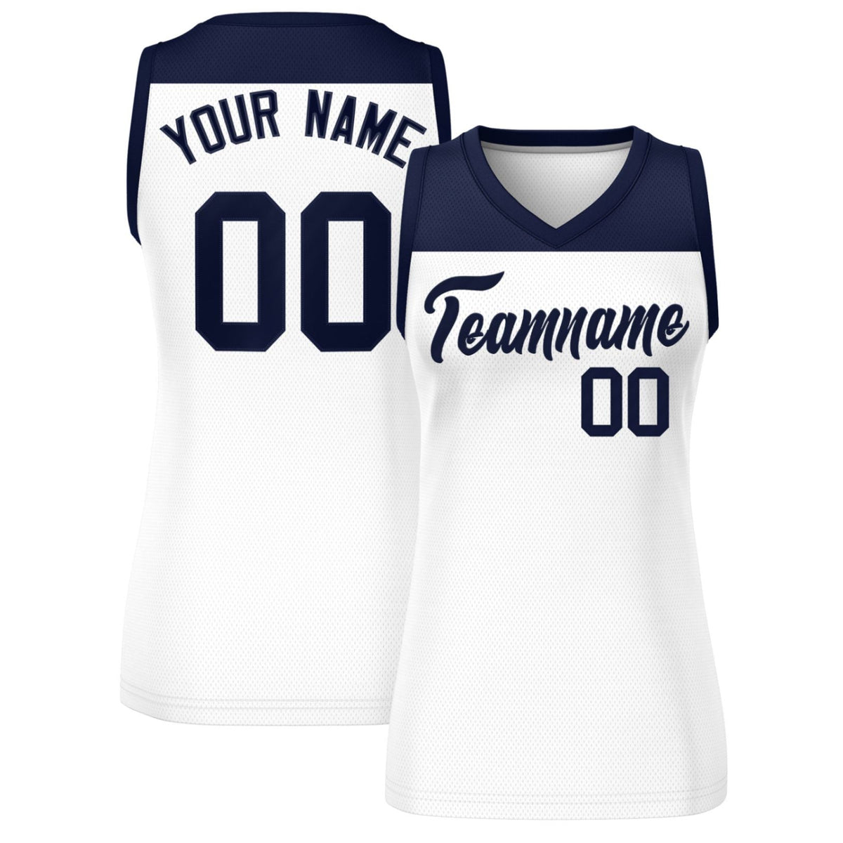 Custom Navy White Color Block Fashion Tops Mesh Basketball Jersey For Women