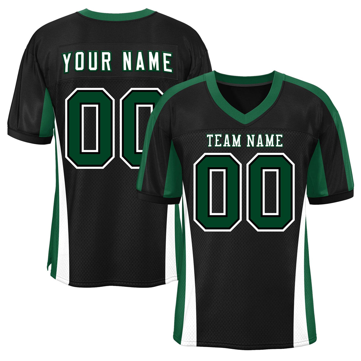 Custom Black Color Block Mesh Authentic American Football Jersey