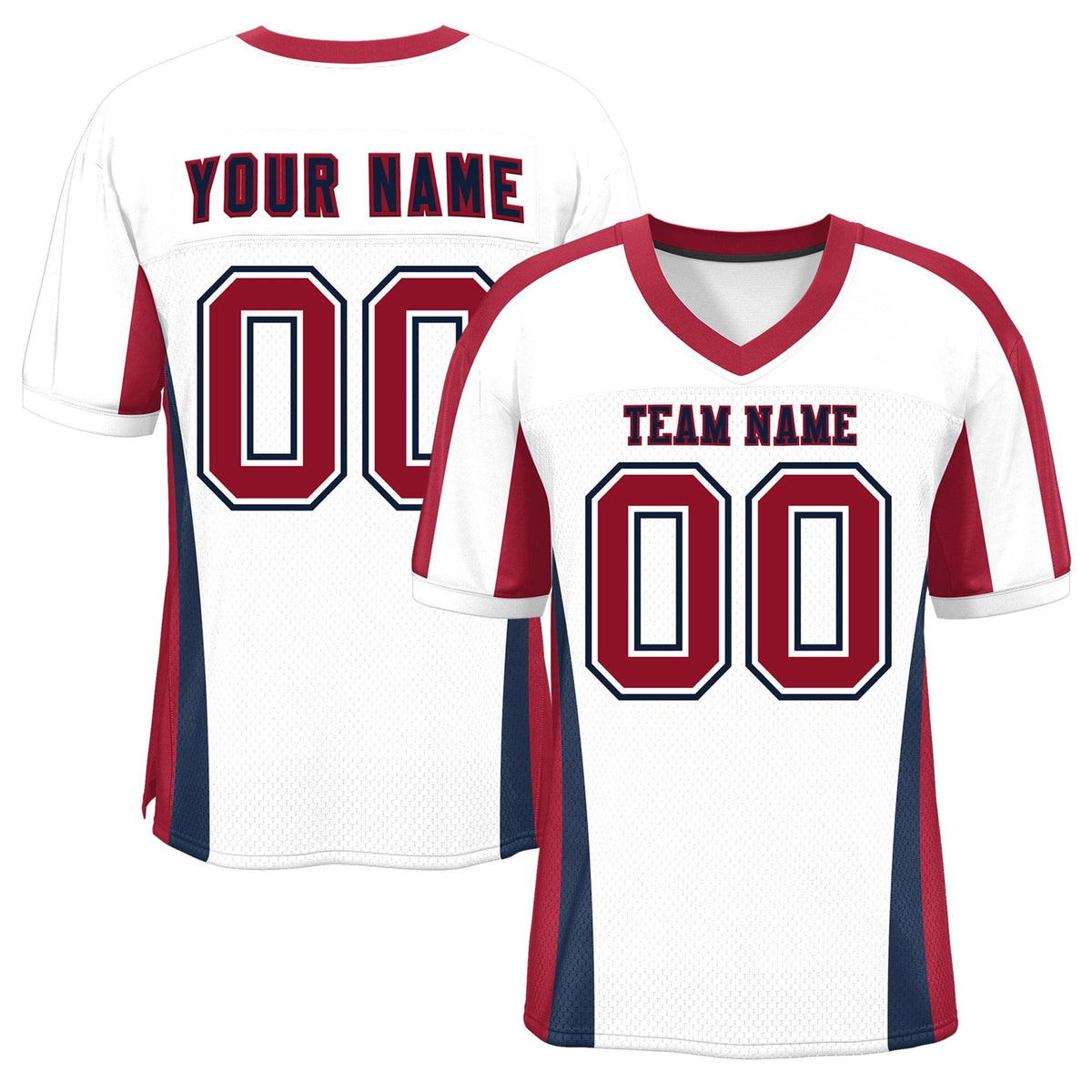 Custom White Color Block Mesh Authentic American Football Jersey