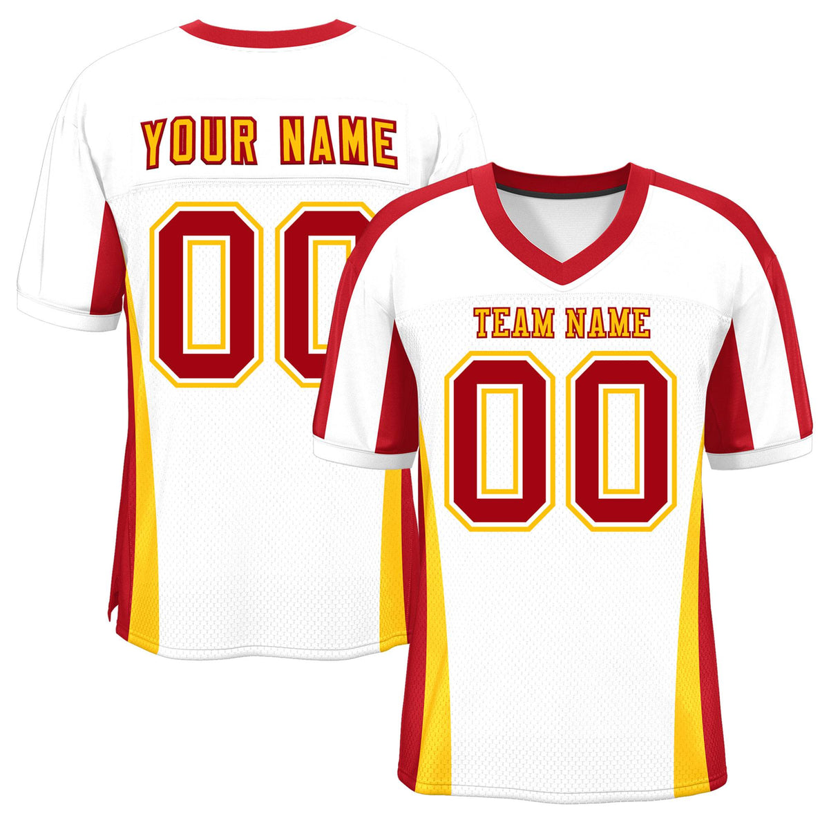 Custom White Color Block Mesh Authentic American Football Jersey