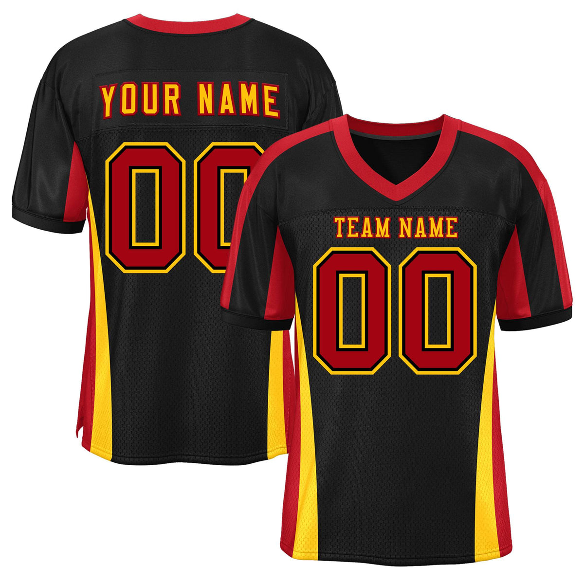 Custom Black Color Block Mesh Authentic American Football Jersey