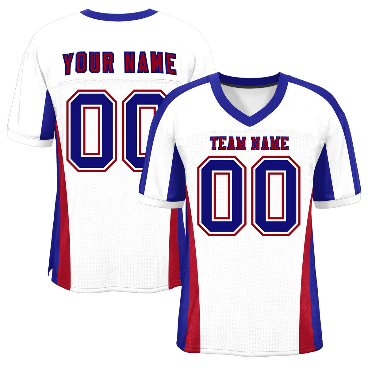 Custom White Color Block Mesh Authentic American Football Jersey