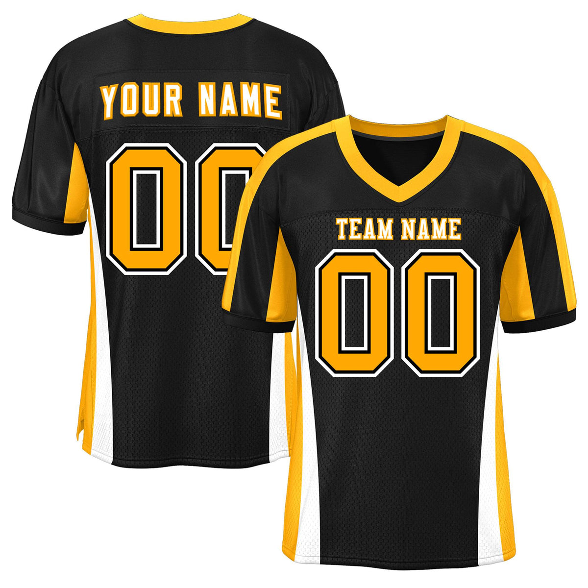 Custom Black Color Block Mesh Authentic American Football Jersey