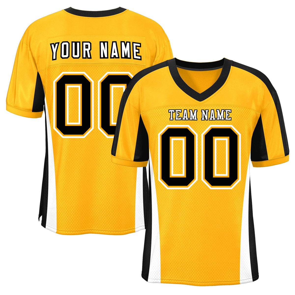 Custom Yellow Color Block Mesh Authentic American Football Jersey