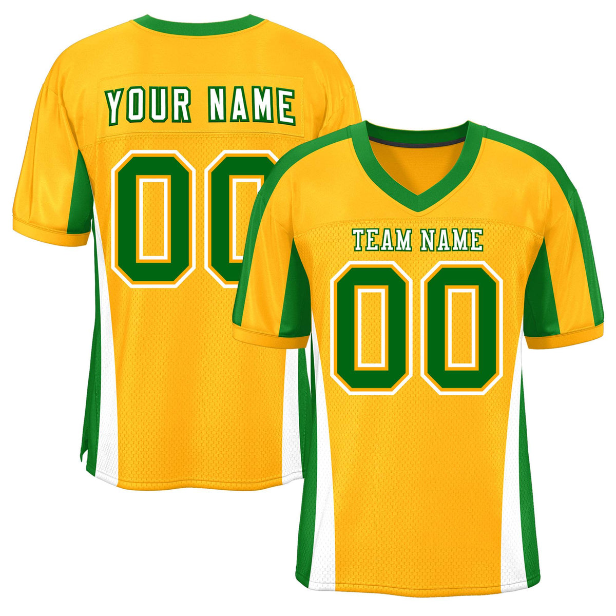 Custom Yellow Color Block Mesh Authentic American Football Jersey
