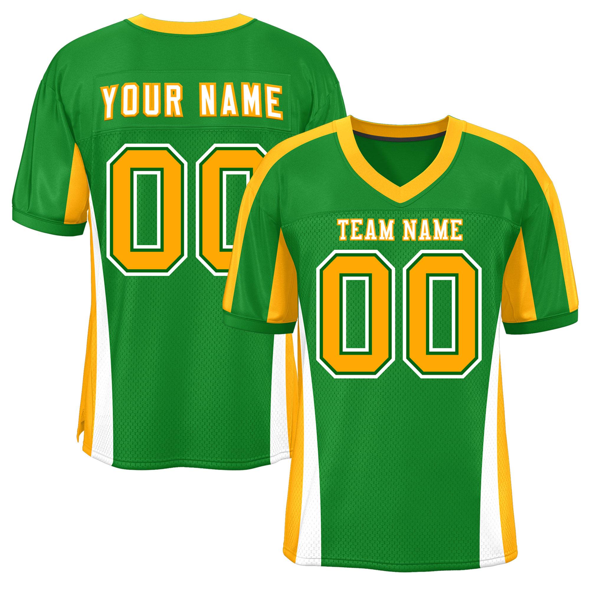 Custom Kelly Green Color Block Mesh Authentic American Football Jersey