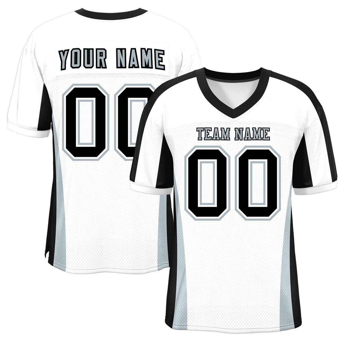 Custom White Color Block Mesh Authentic American Football Jersey