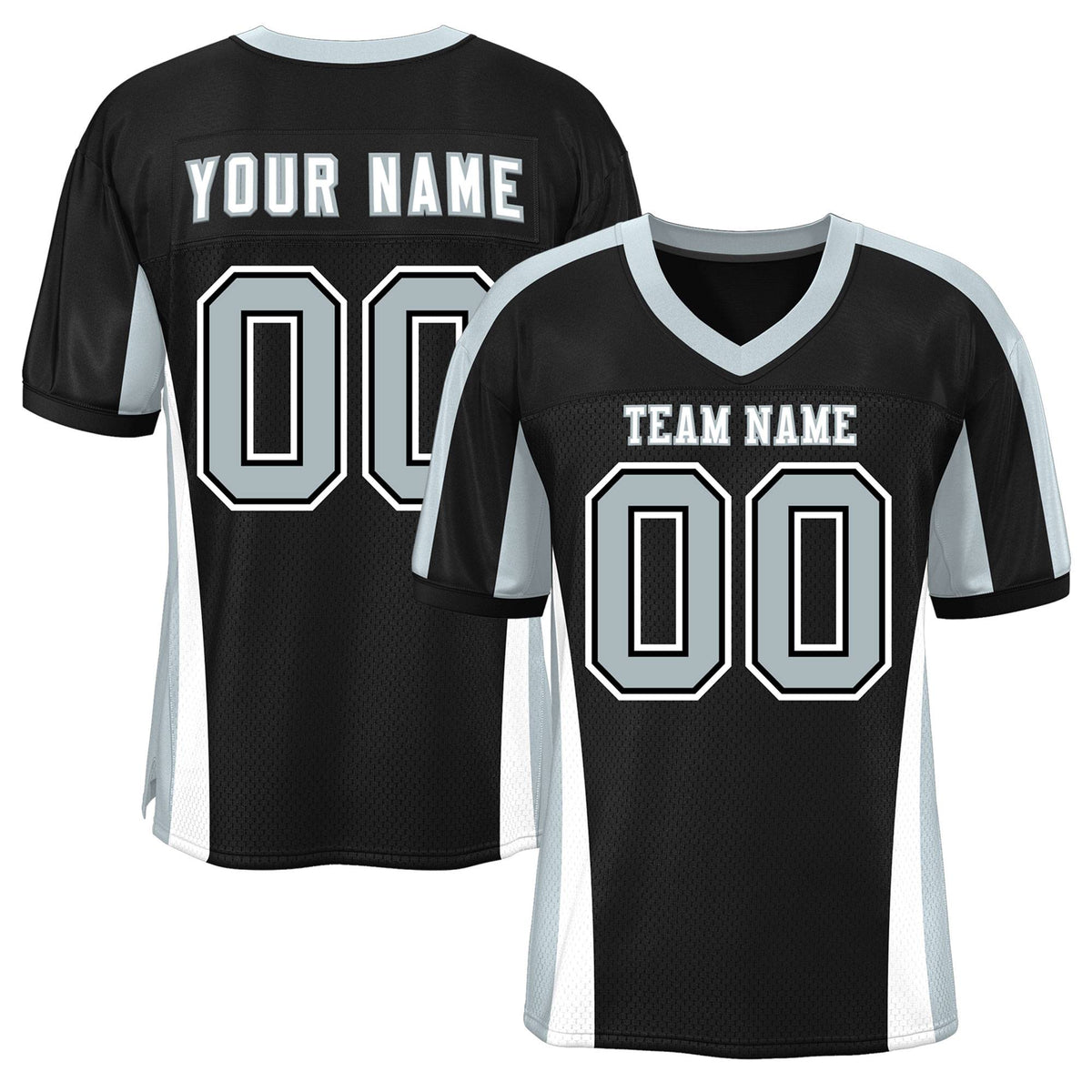 Custom Black Color Block Mesh Authentic American Football Jersey