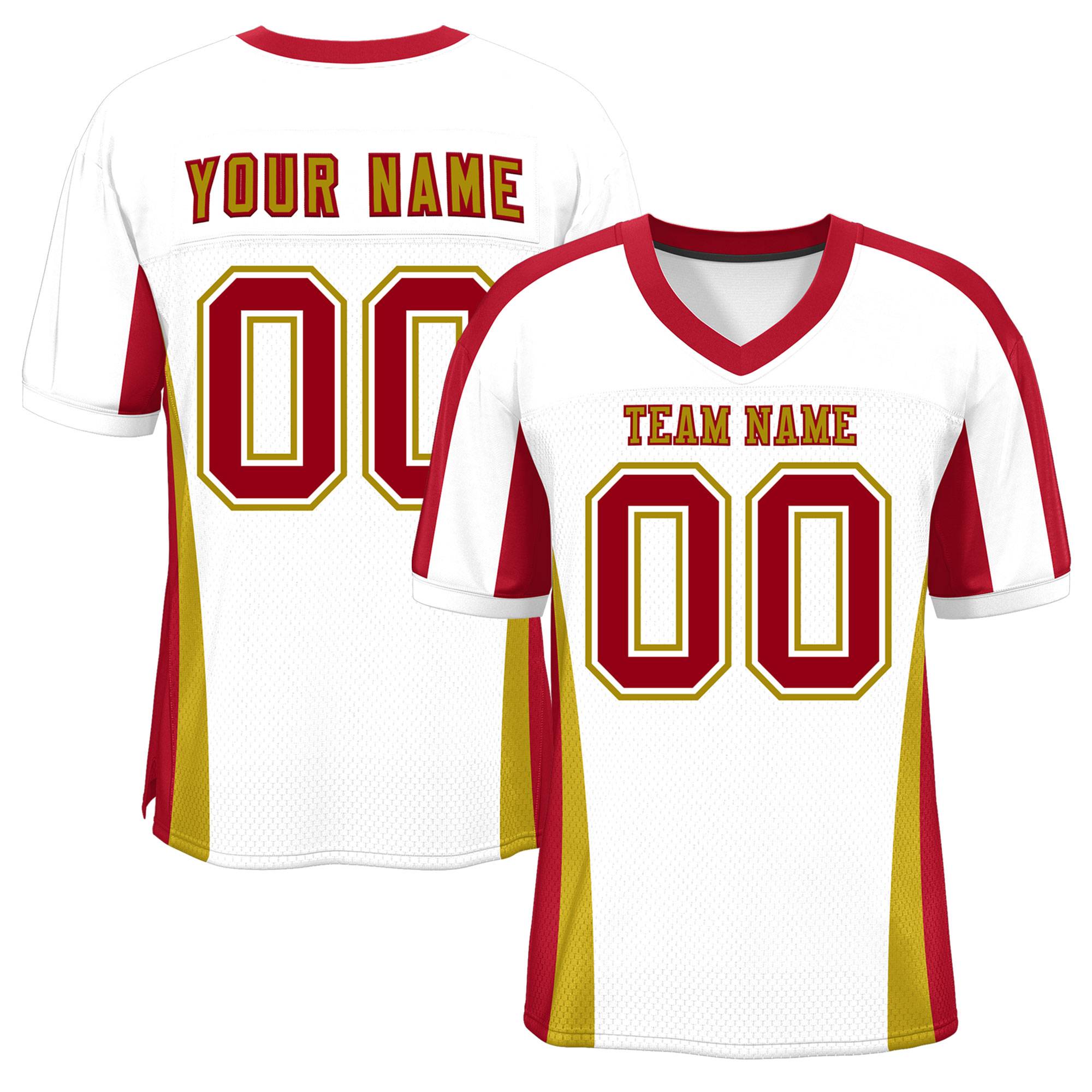 Custom White Color Block Mesh Authentic American Football Jersey