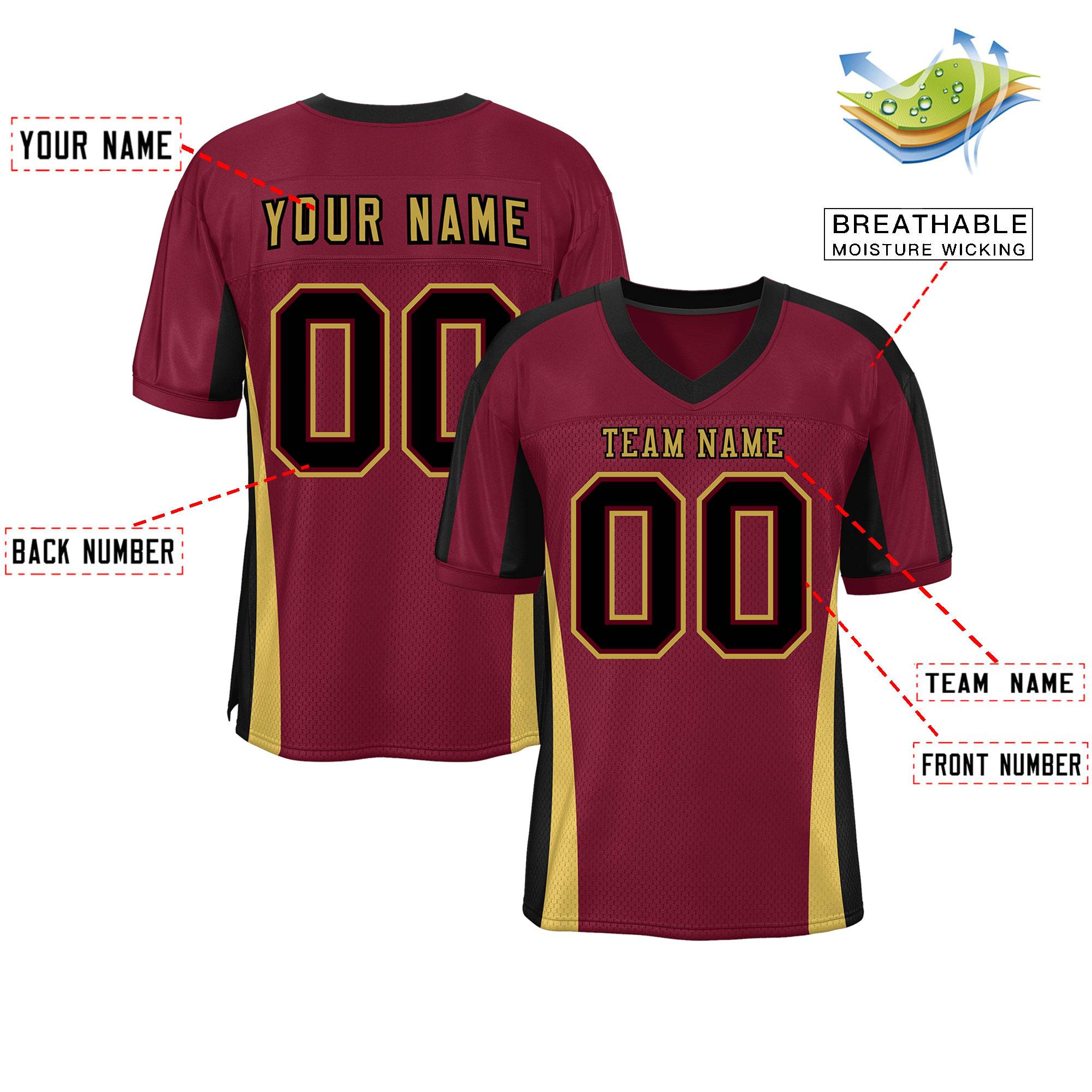 Custom Cardinal Color Block Mesh Authentic American Football Jersey