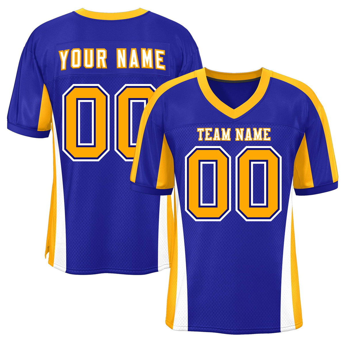 Custom Royal Color Block Mesh Authentic American Football Jersey
