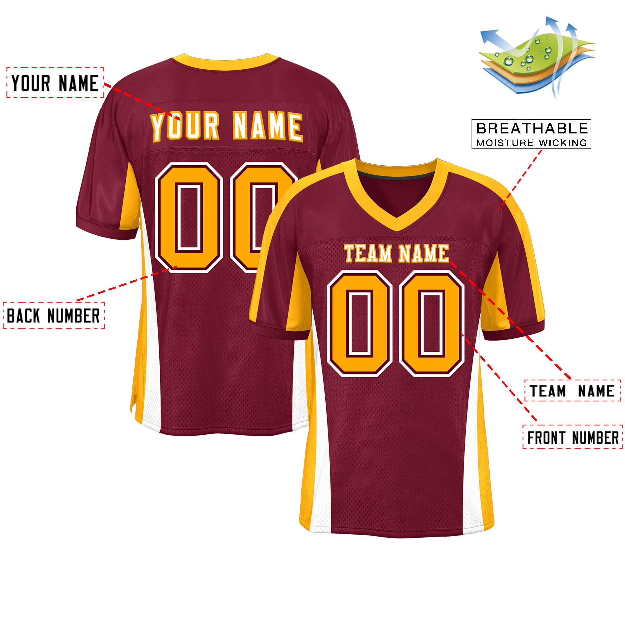 Custom Cardinal Color Block Mesh Authentic American Football Jersey