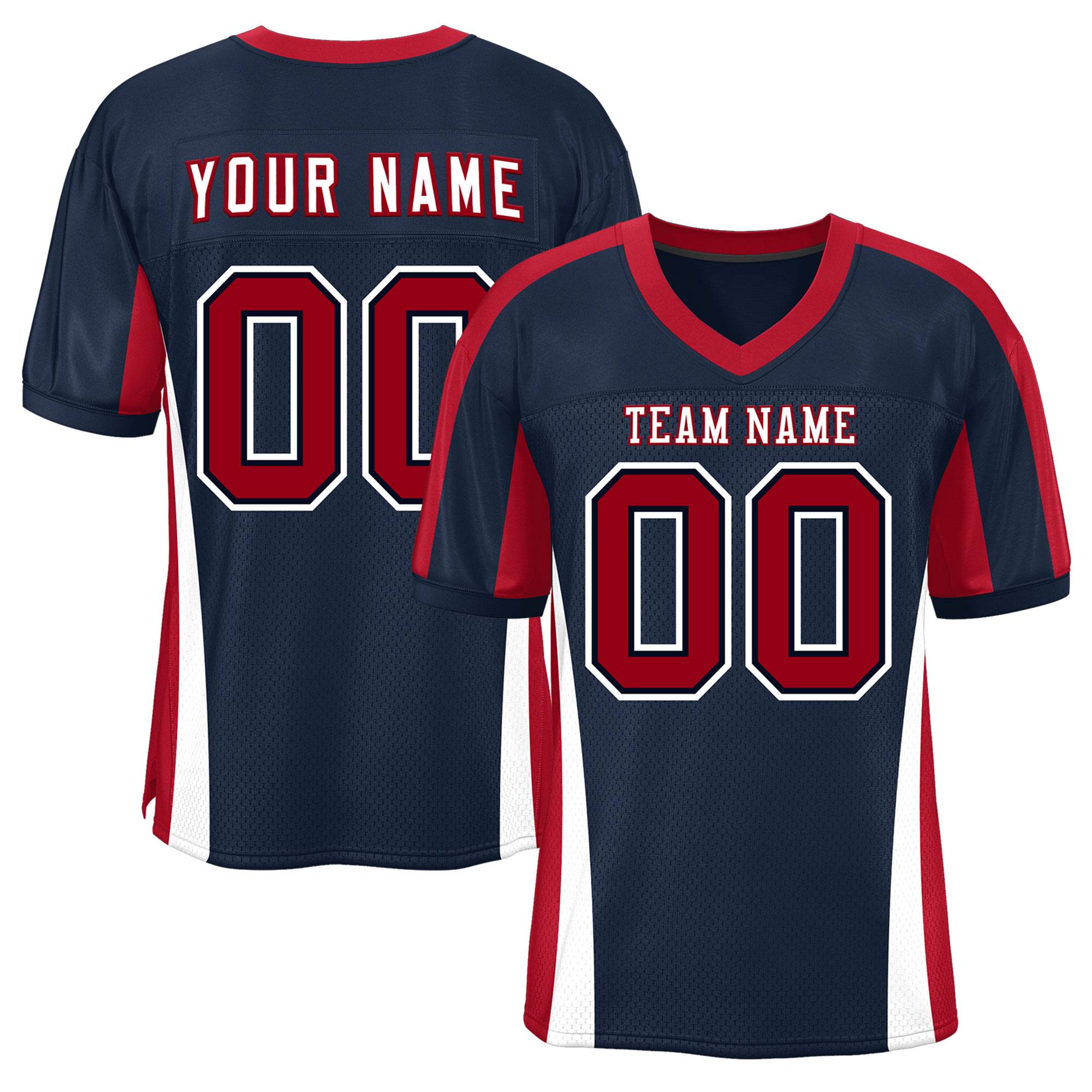 Custom Navy Color Block Mesh Authentic American Football Jersey