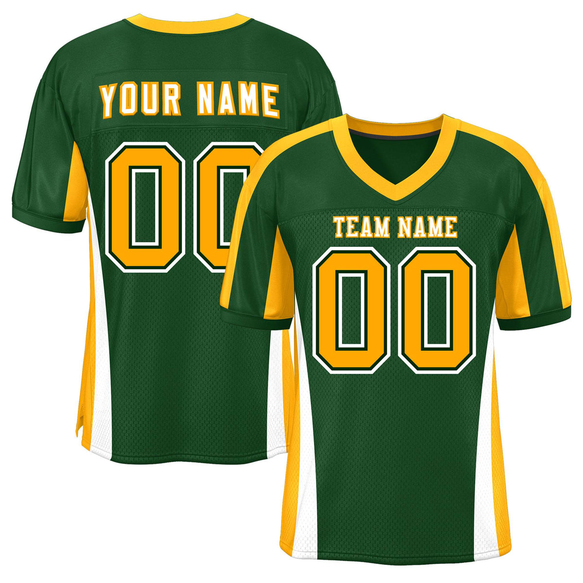 Custom Green Color Block Mesh Authentic American Football Jersey