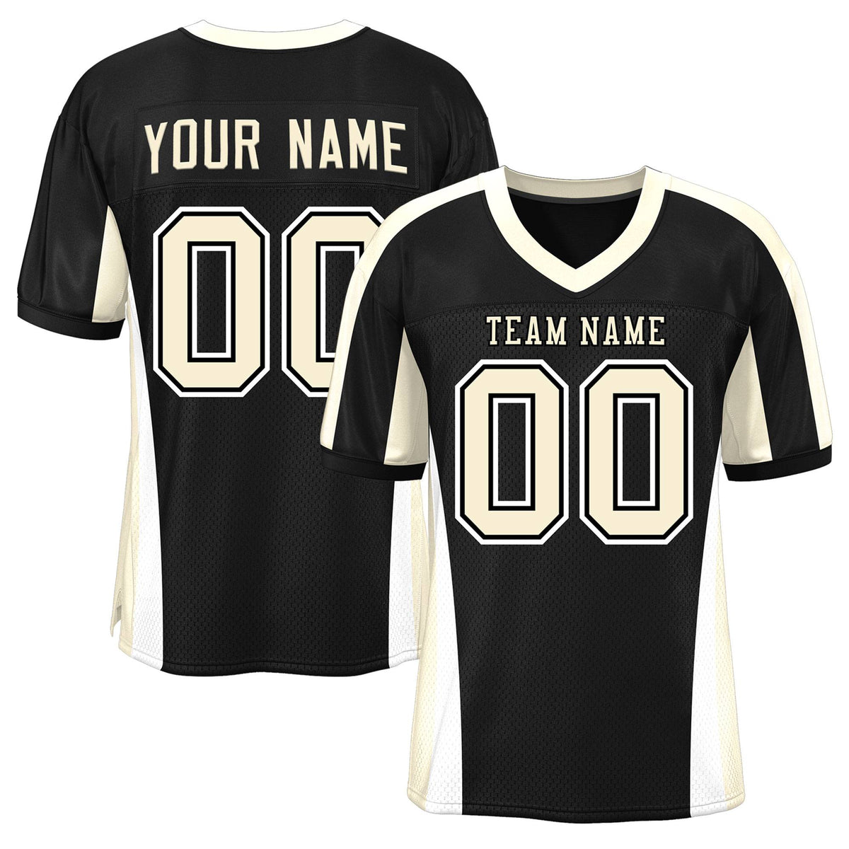Custom Black Color Block Mesh Authentic American Football Jersey