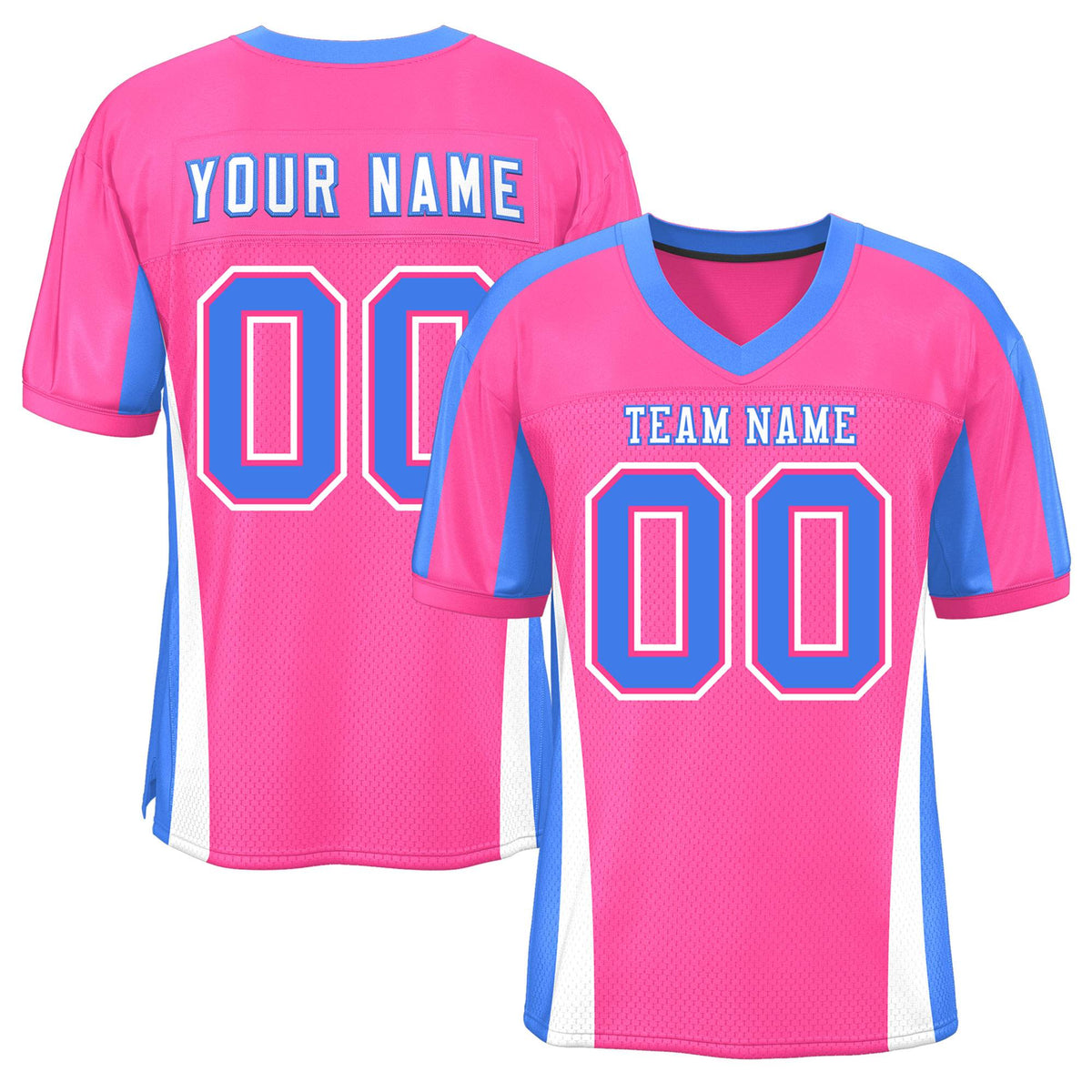 Custom Pink Color Block Mesh Authentic American Football Jersey