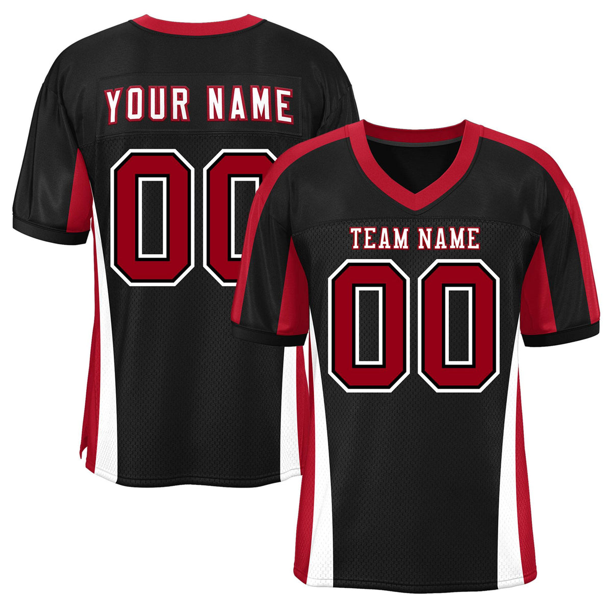Custom Black Color Block Mesh Authentic American Football Jersey