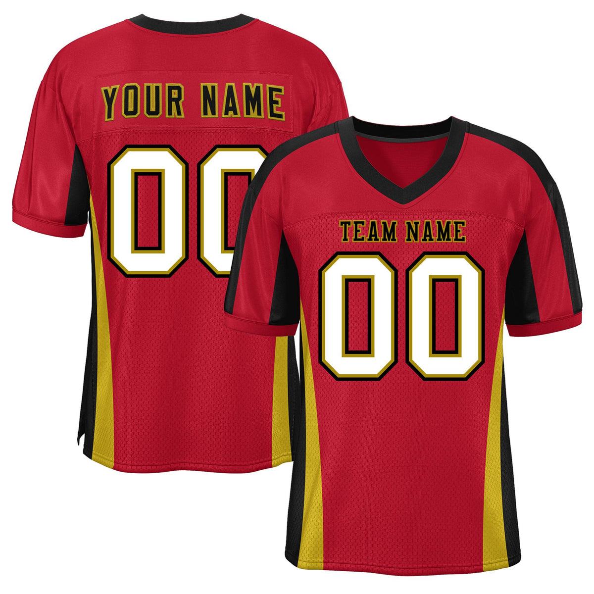 Custom Red Color Block Mesh Authentic American Football Jersey
