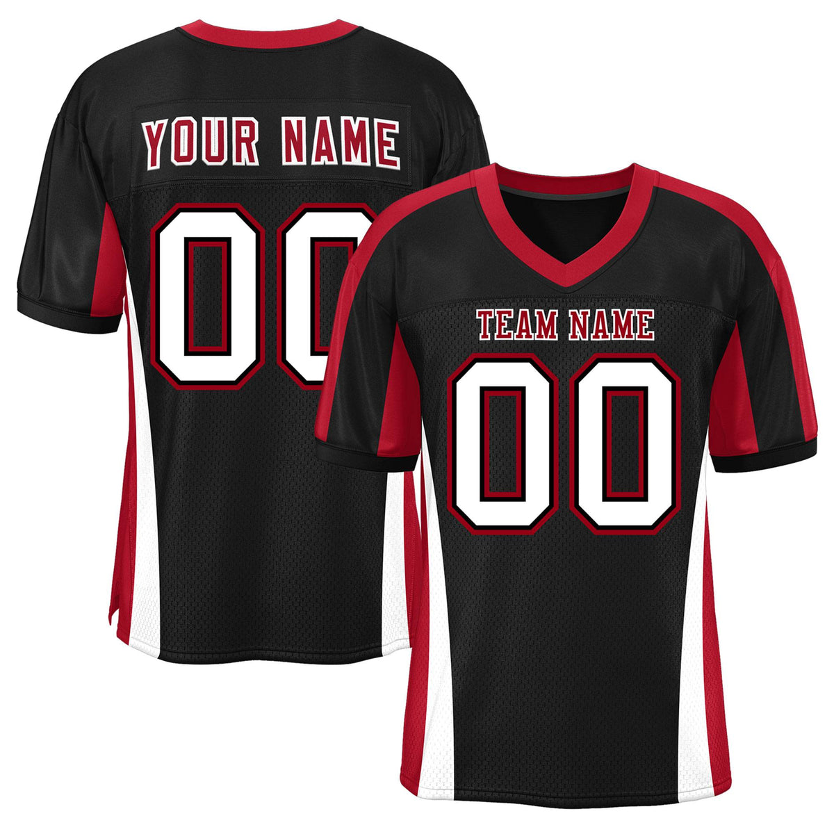 Custom Black Color Block Mesh Authentic American Football Jersey