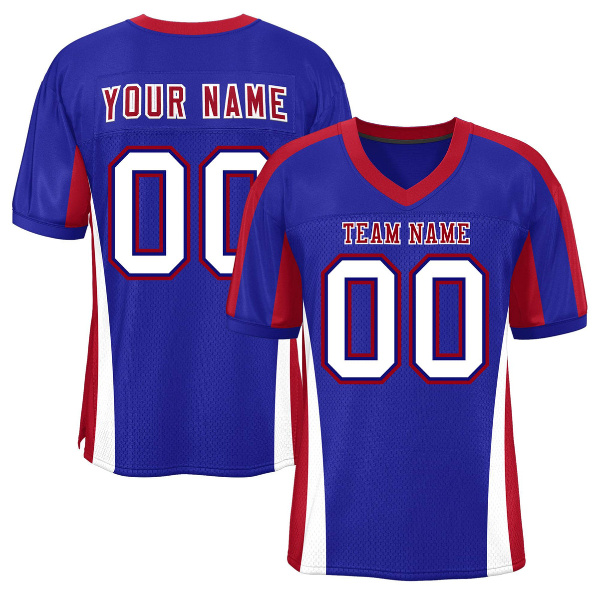 Custom Royal Color Block Mesh Authentic American Football Jersey