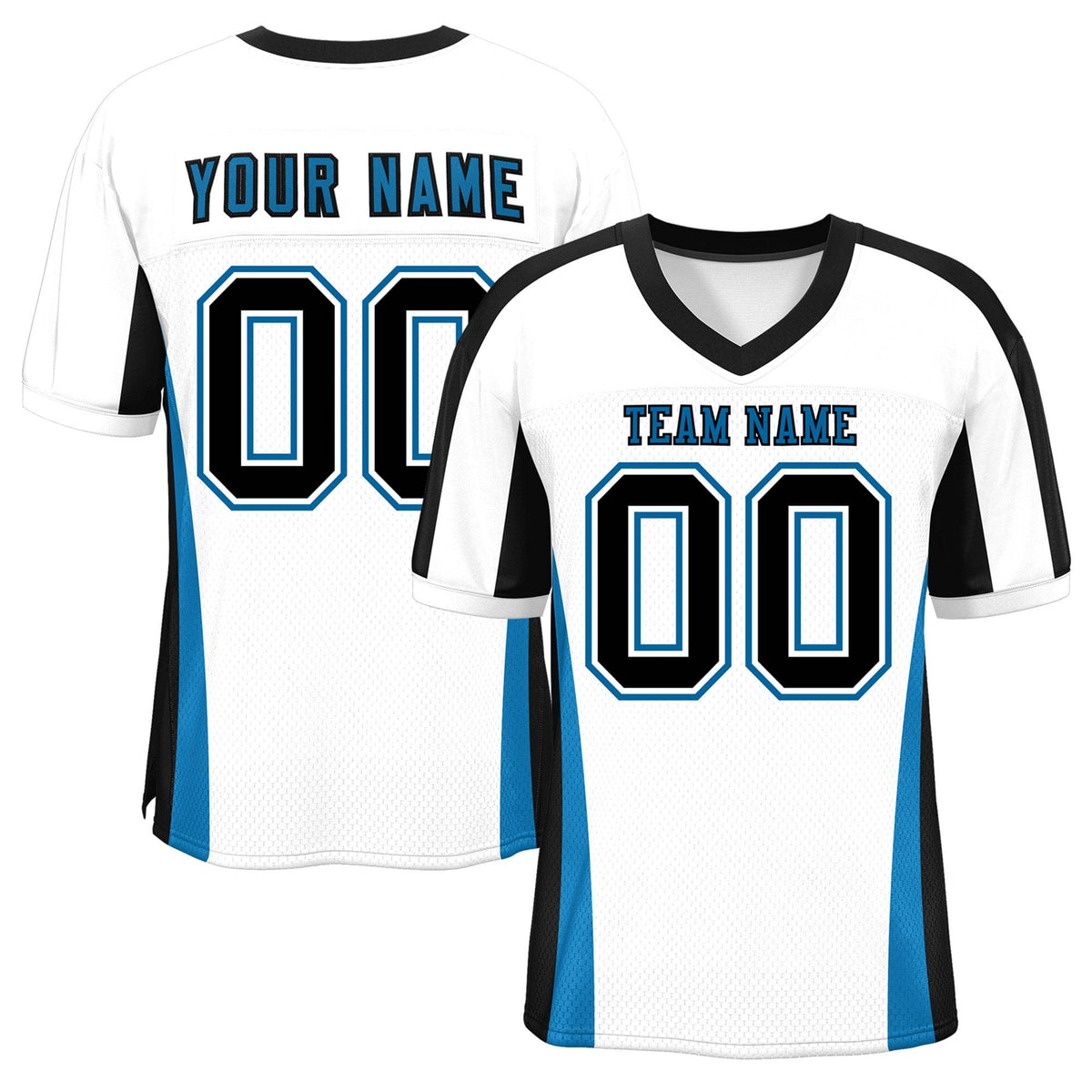 Custom White Color Block Mesh Authentic American Football Jersey