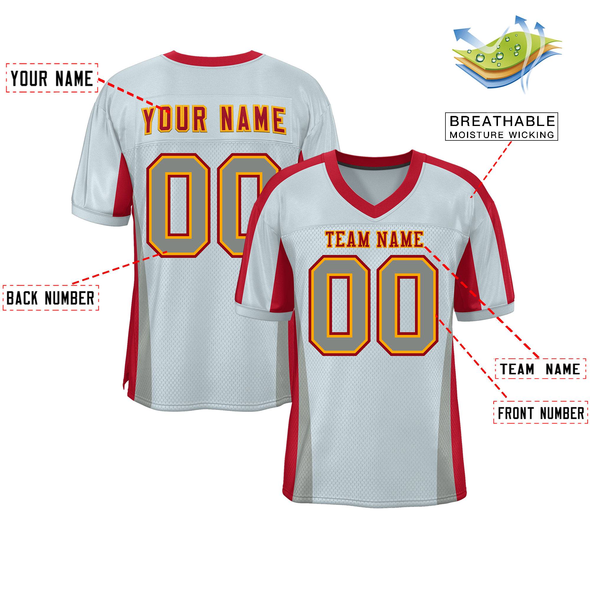 Custom Gray Color Block Mesh Authentic American Football Jersey