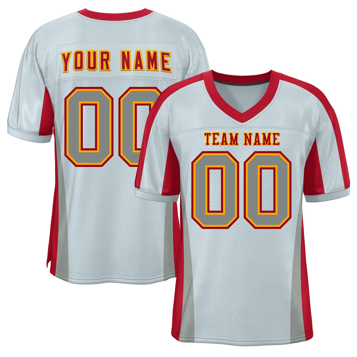 Custom Gray Color Block Mesh Authentic American Football Jersey