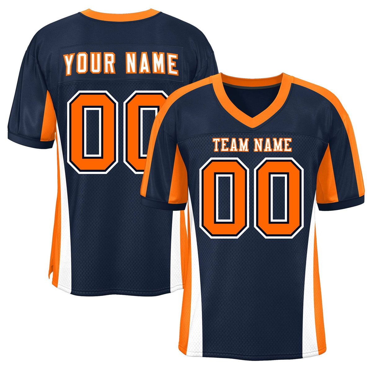 Custom Navy Color Block Mesh Authentic American Football Jersey