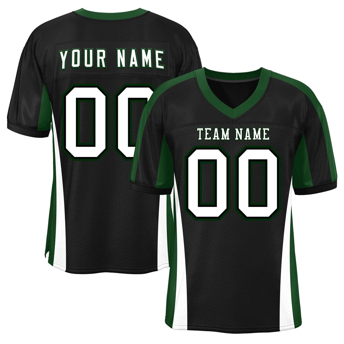 Custom Black Color Block Mesh Authentic American Football Jersey