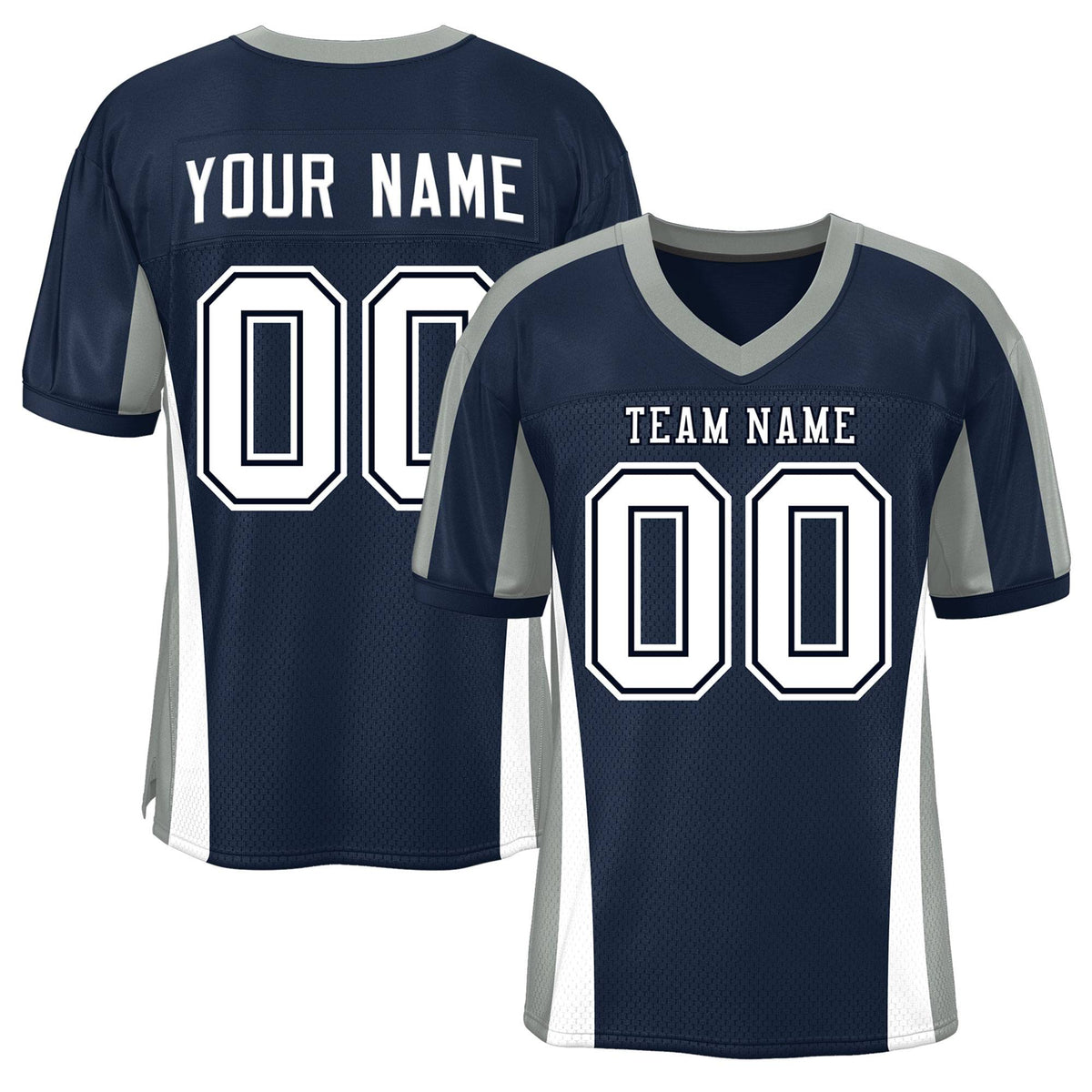 Custom Navy Color Block Mesh Authentic American Football Jersey