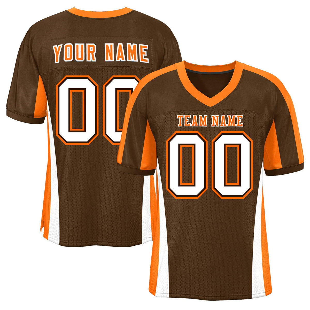 Custom Brown Color Block Mesh Authentic American Football Jersey
