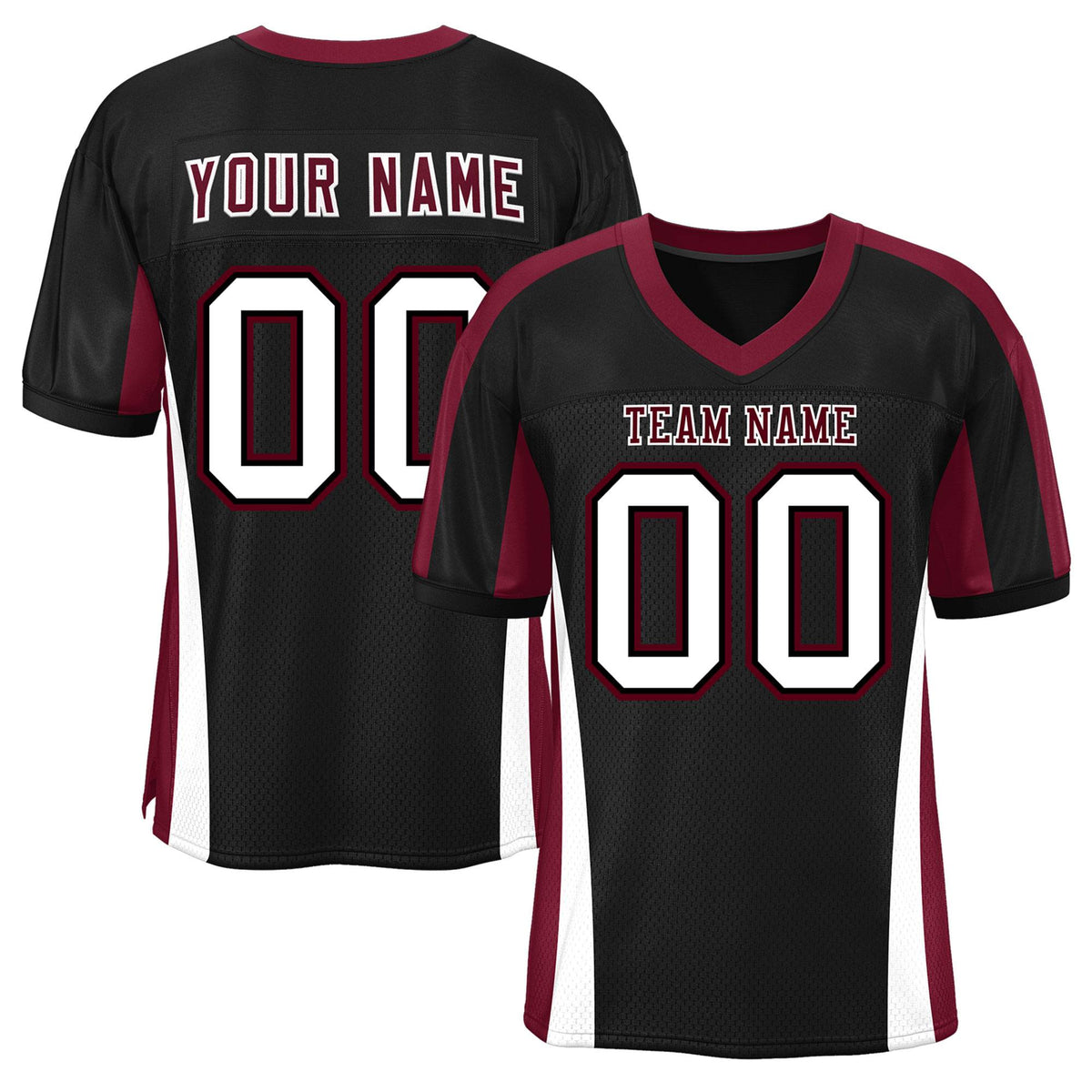 Custom Black Color Block Mesh Authentic American Football Jersey